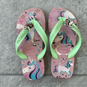 Havaianas girls unicorn flip flops, US size 13/1